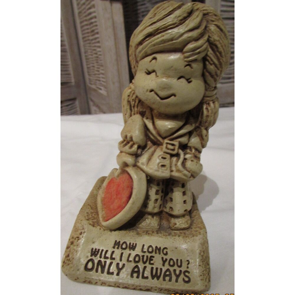 Vintage 1970 Paula figurine statue How Long will I love you only always heart